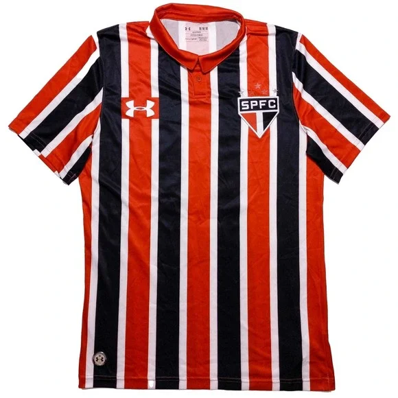 UNDER ARMOUR São Paulo SPFC Ferreira Soccer Football Jersey Red Striped Medium M
